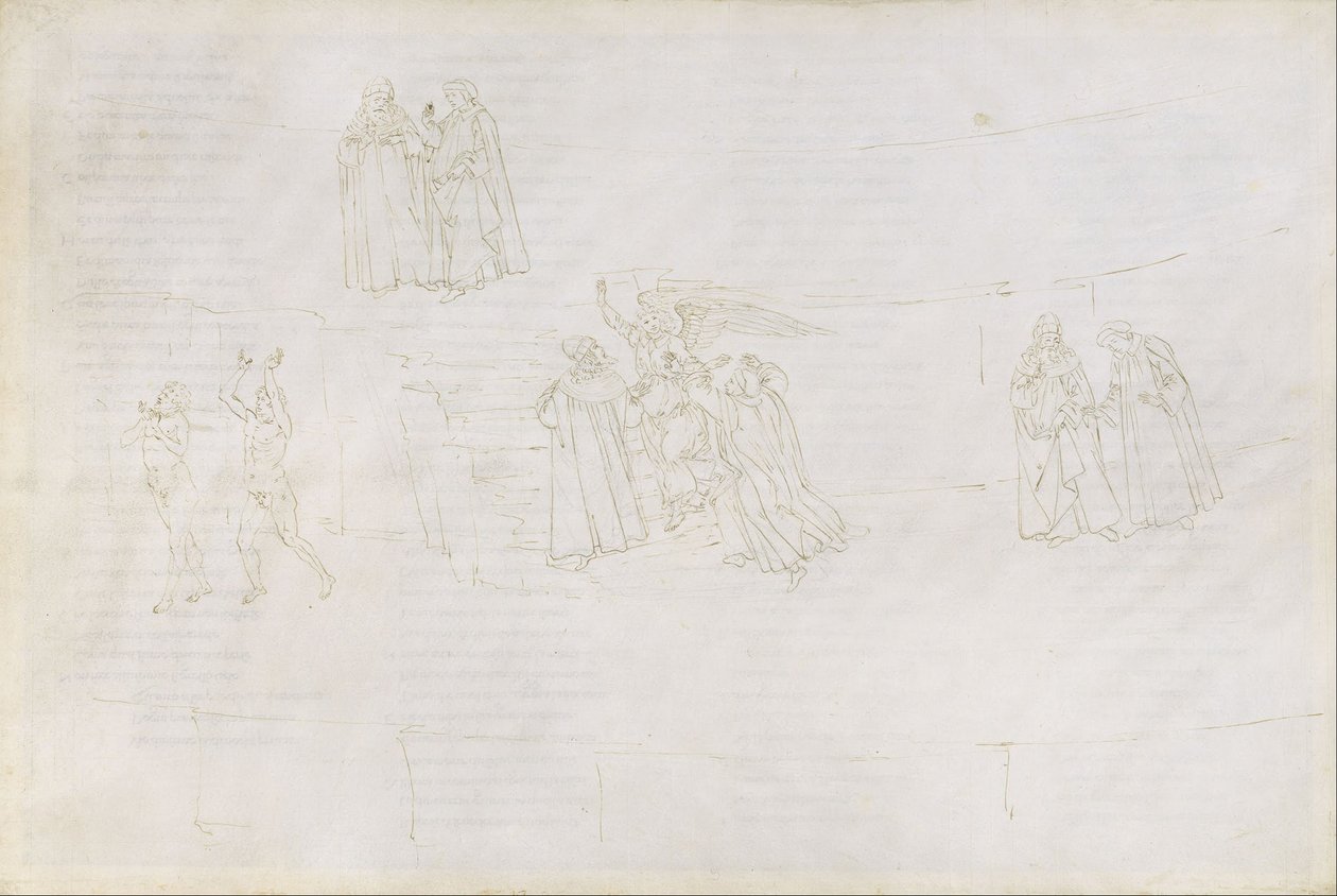 Ilustracje do „Boskiej komedii” Dantego (Purgatorium, pieśń 17) autorstwa Sandro Botticelli