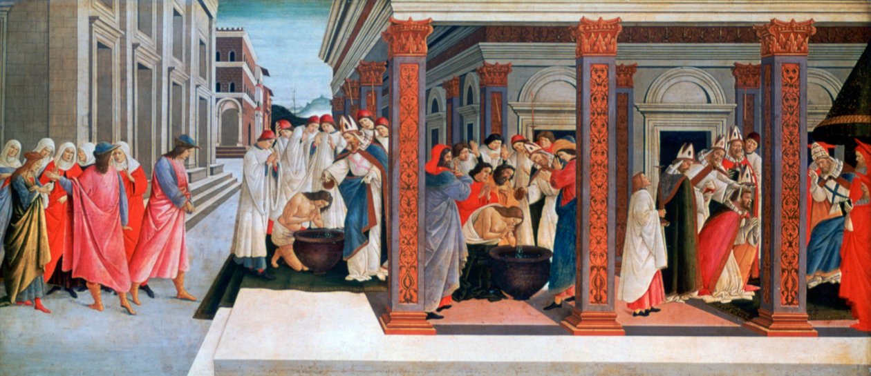 Cztery sceny z wczesnego życia św. Zenobiusza, ok. 1500 autorstwa Sandro Botticelli
