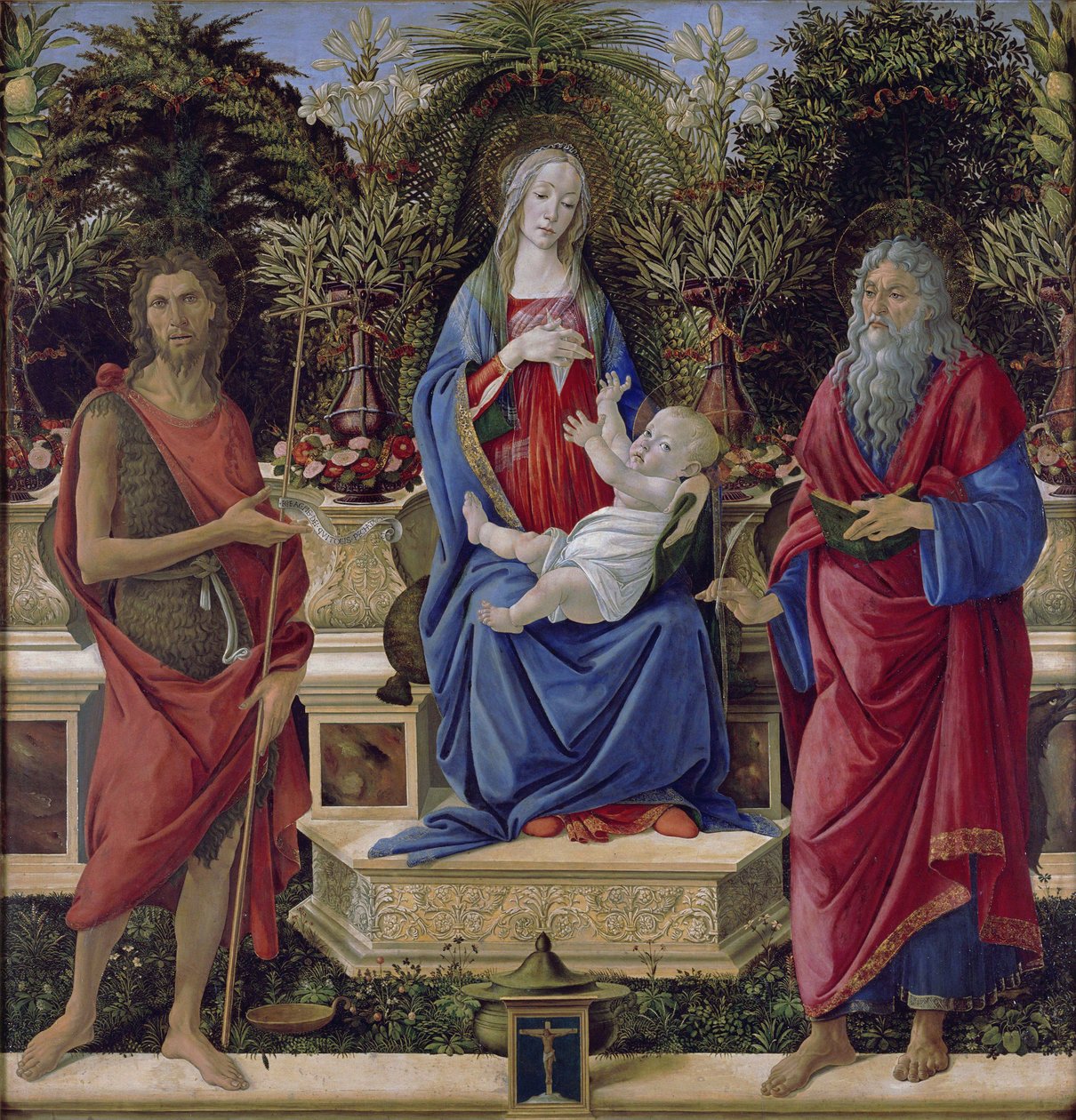 Madonna z Dzieciątkiem i oboma świętymi Janami Madonna z Dzieciątkiem i oboma świętymi Janami


  Tytuł alternatywny (tytuły alternatywne): Niemiecki: Tronująca Maryja z Dzieciątkiem i oboma świętymi Janami Ołtarz Bardi autorstwa Sandro Botticelli