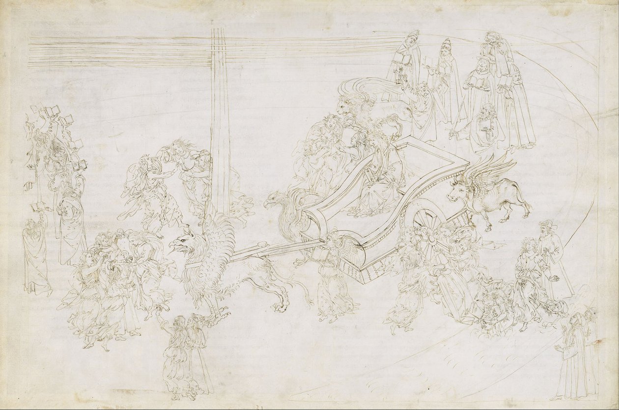 Ilustracja do Boskiej Komedii Dantego Alighieri Purgatorio 31, 1480-1490 autorstwa Sandro Botticelli