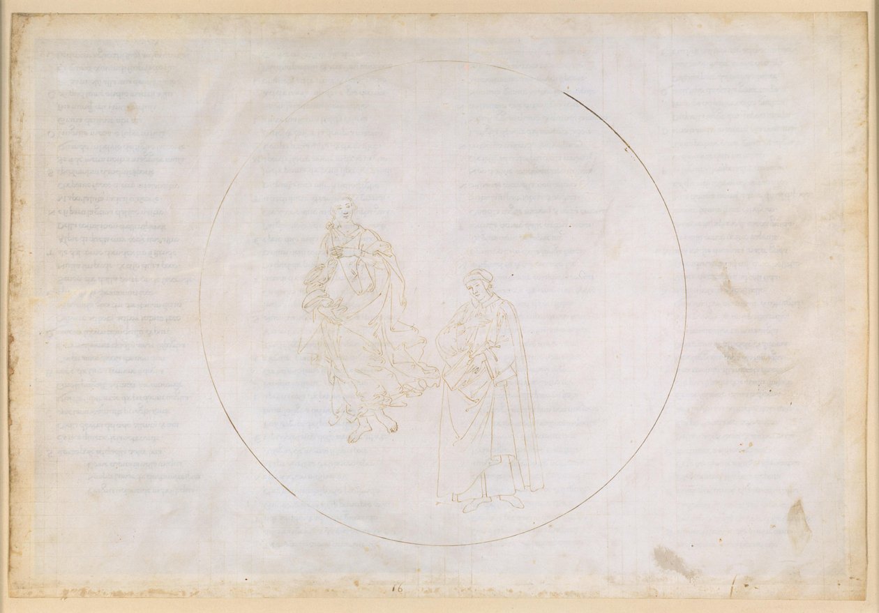 „Boska komedia”, „Raj”, XVI. Piąta sfera planetarna (niebo Marsa): Cacciaguida ubolewa nad upadkiem moralnym we Florencji autorstwa Sandro Botticelli
