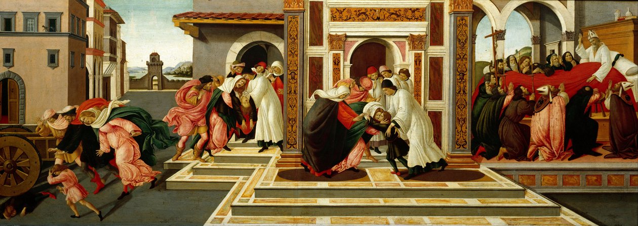 Ostatni cud i śmierć św. Zenobiusza, ok. godz. 1500 autorstwa Sandro Botticelli
