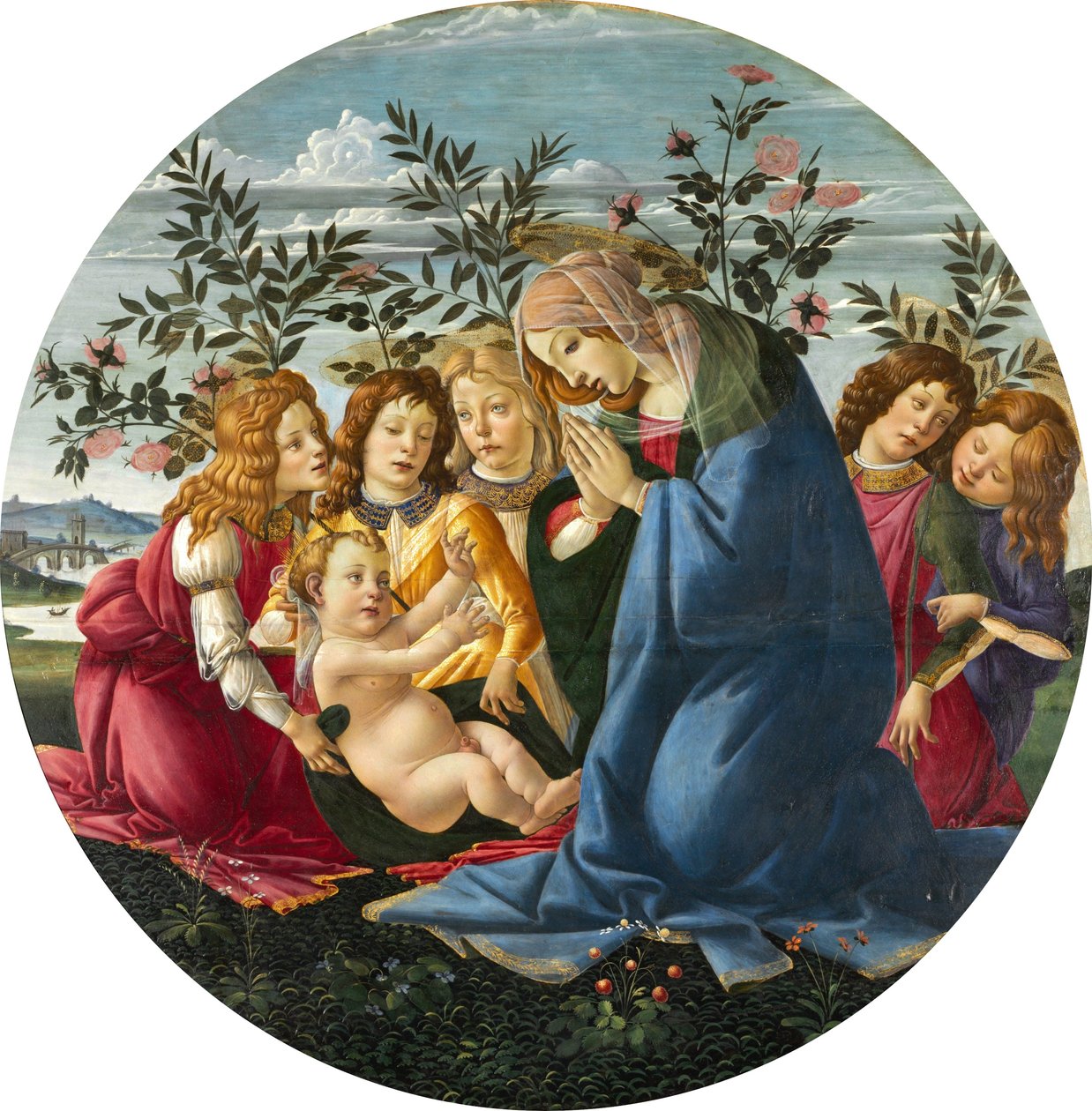 Madonna adorująca dziecko z pięcioma aniołami autorstwa Sandro Botticelli