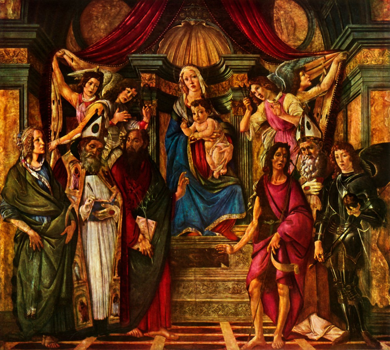 Madonna intronizowana z sześcioma świętymi, 1483, 1937. autorstwa Sandro Botticelli
