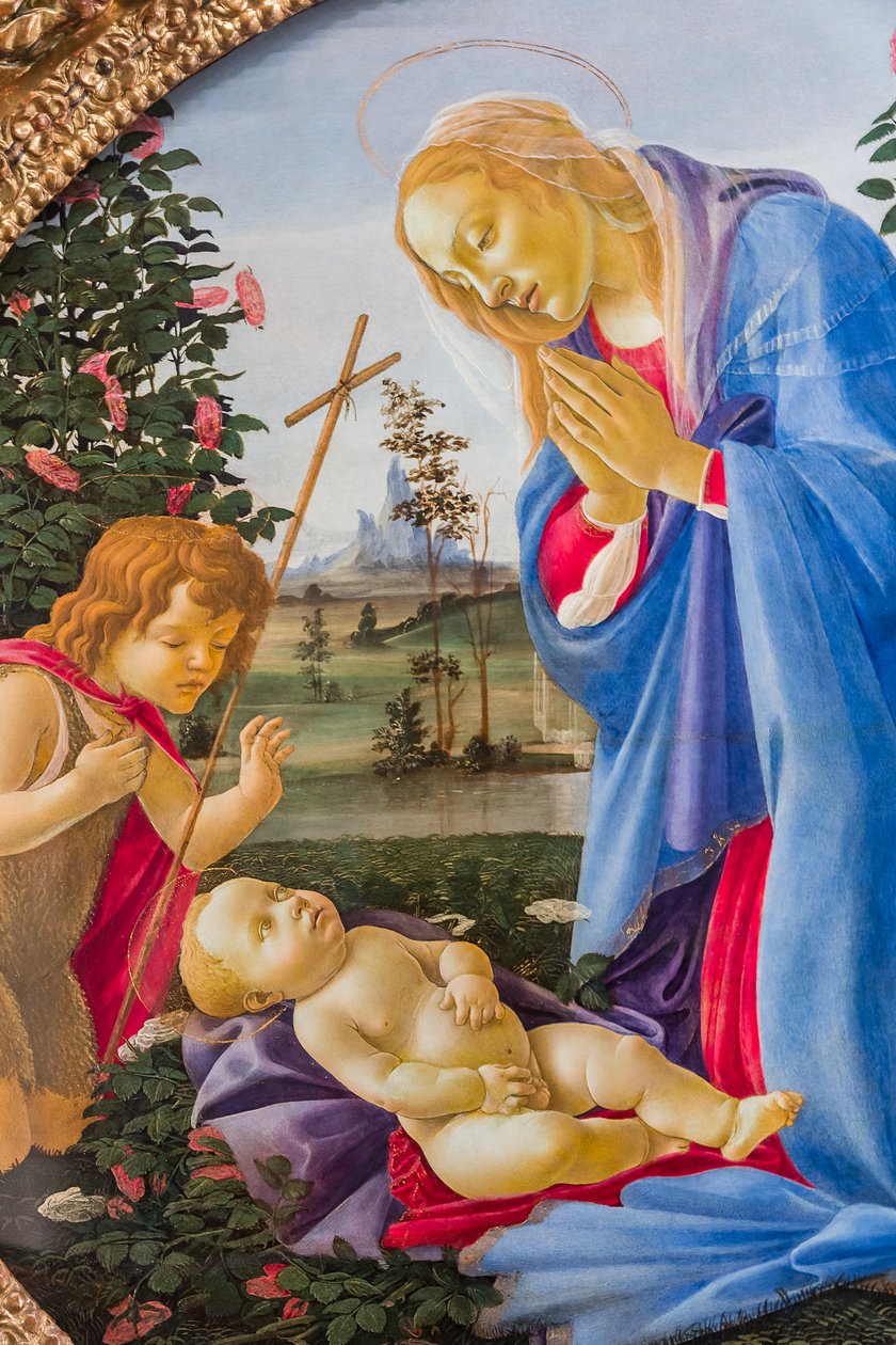 Madonna adorująca Dzieciątko Jezus z młodym św. Janem, ok.1483-87 autorstwa Sandro Botticelli