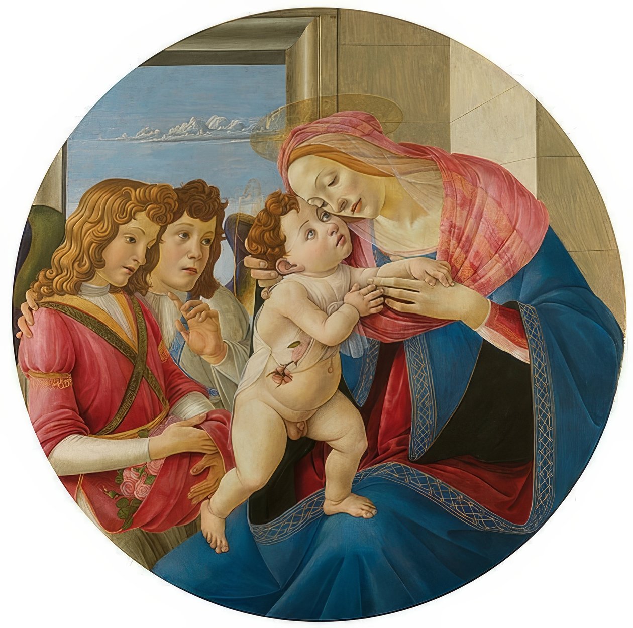 Madonna z dzieckiem i dwoma aniołkami. Około 1490 autorstwa Sandro Botticelli