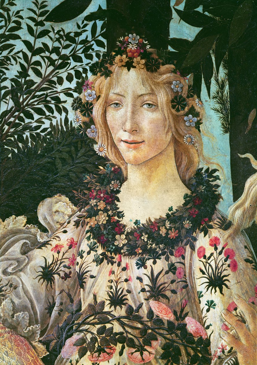 Primavera, fragment Flora jako Godzina Wiosny, 1478 tempera na panelu autorstwa Sandro Botticelli