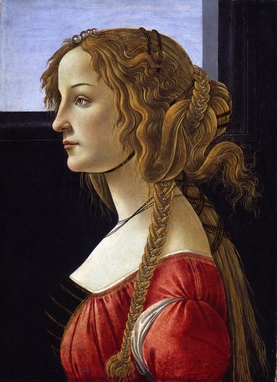 Portret profilowy młodej kobiety Simonetta Vespucci, ok. 1476 autorstwa Sandro Botticelli