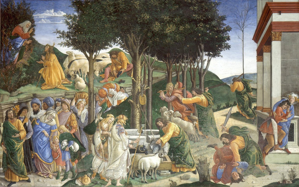 Sceny z życia Mojżesza, 1481-1482 autorstwa Sandro Botticelli