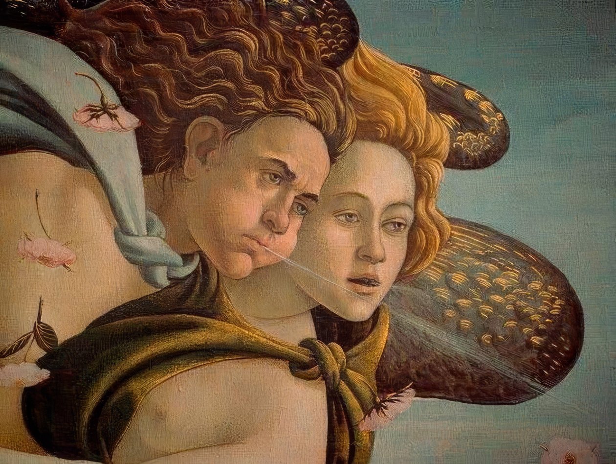 Narodziny Wenus szczegóły dwóch bryz, 1478, olej na płótnie autorstwa Sandro Botticelli