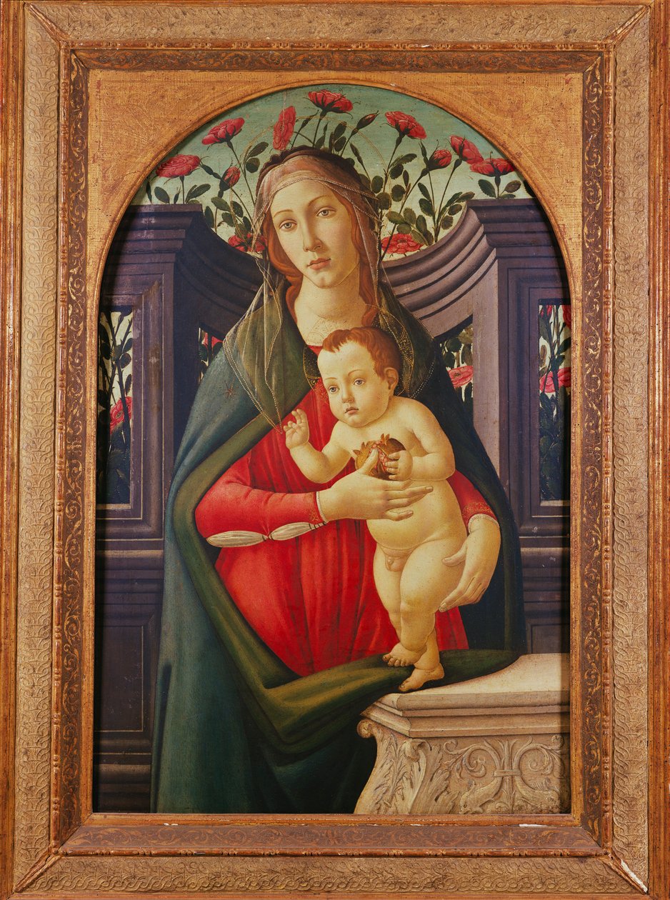 Madonna z Dzieciątkiem w niszy ozdobionej różami autorstwa Sandro Botticelli