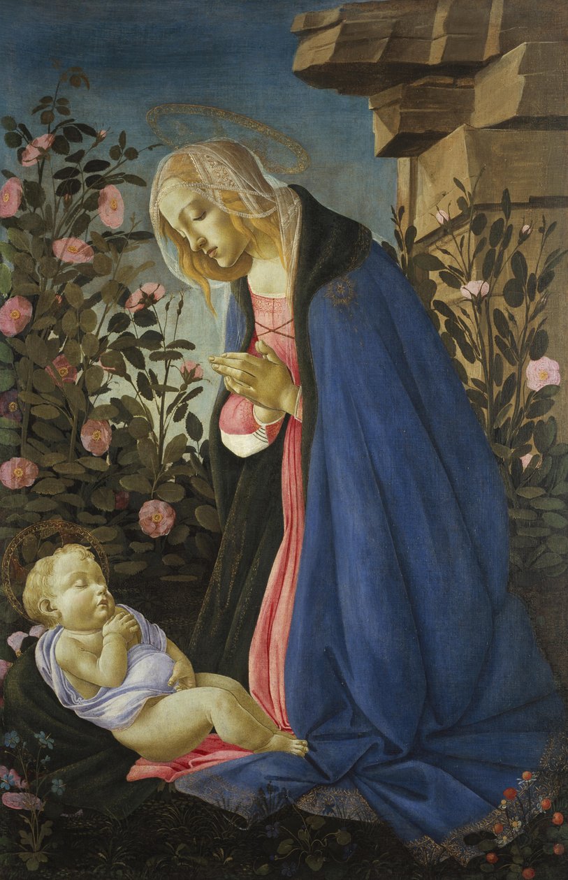 Dziewica adorująca śpiące Dzieciątko autorstwa Sandro Botticelli