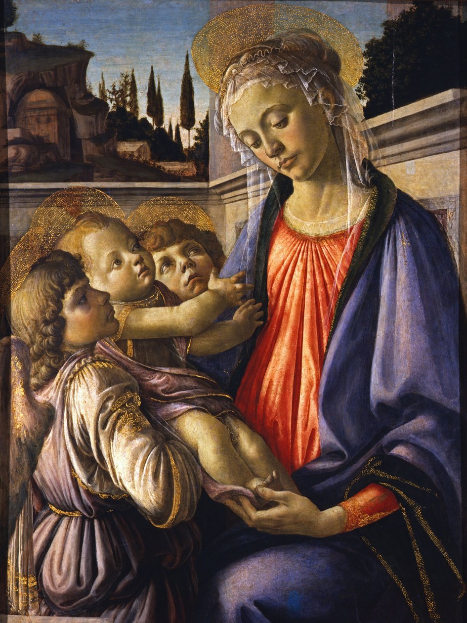Dziewica z Dzieciątkiem z dwoma aniołami, ok. 1470. autorstwa Sandro Botticelli