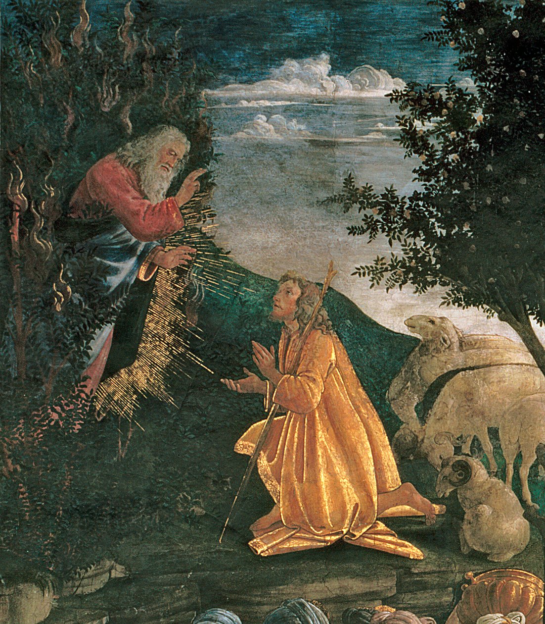 Młodość Mojżesza, w Kaplicy Sykstyńskiej, detal fresku z 1481 roku z 80051 autorstwa Sandro Botticelli