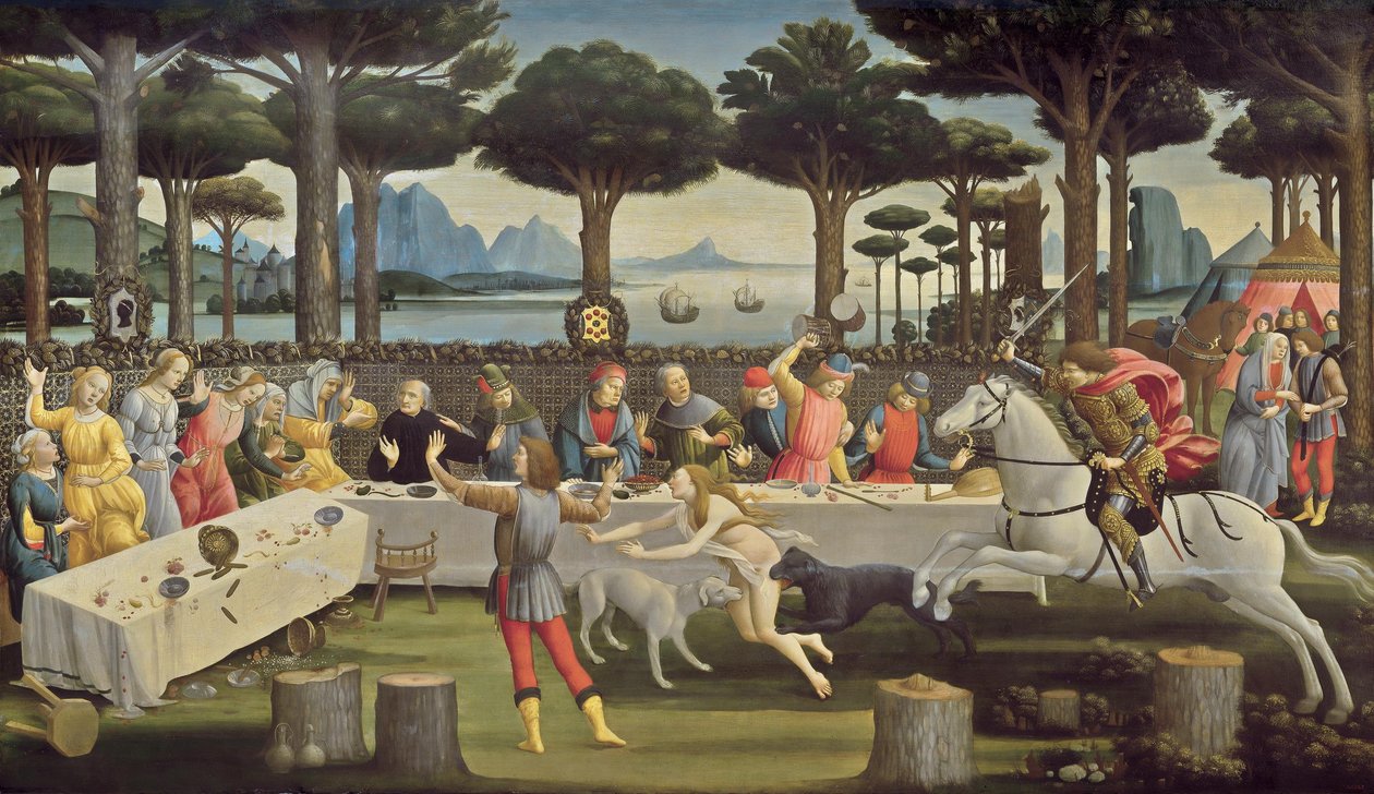 Historia Nastagio degli Onesti, panel 3 autorstwa Sandro Botticelli