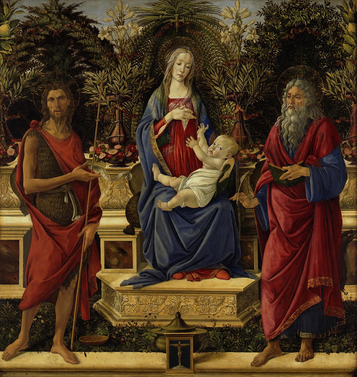 Maryja na tronie z Dzieciątkiem i dwoma Janami autorstwa Sandro Botticelli