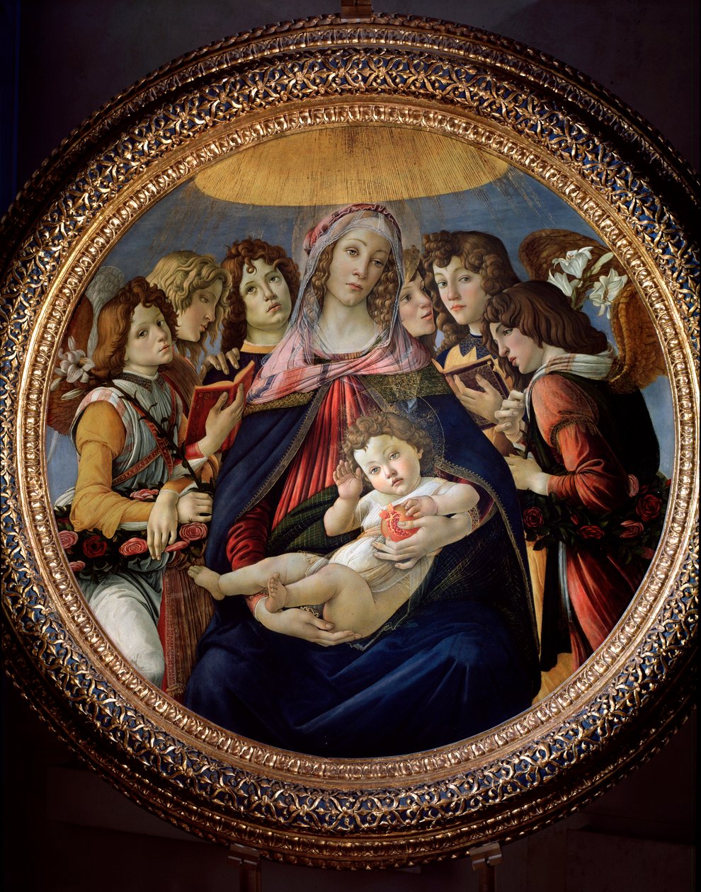 Dziewica z Dzieciątkiem i Sześć Aniołów powiedziało Madonna della Melagrana lub Melograno autorstwa Sandro Botticelli