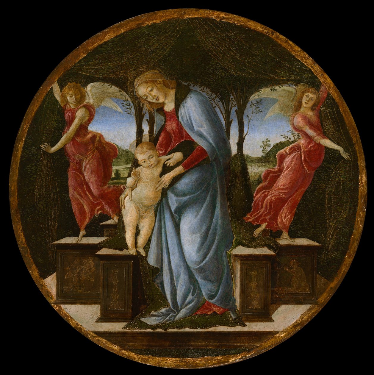 Dziewica z Dzieciątkiem i dwoma aniołami autorstwa Sandro Botticelli