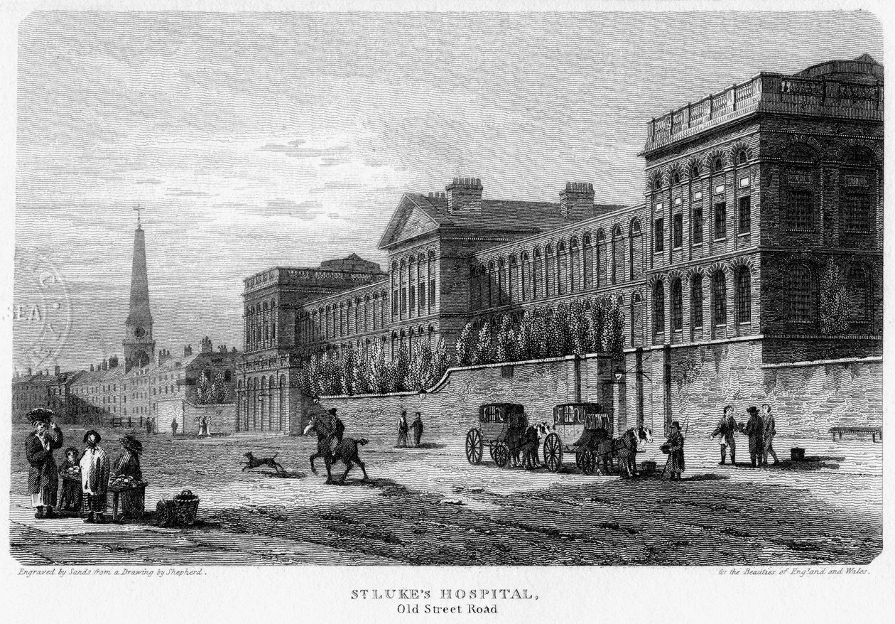 Szpital św. Łukasza, Old Street, Finsbury, Londyn, 1815. autorstwa Sands