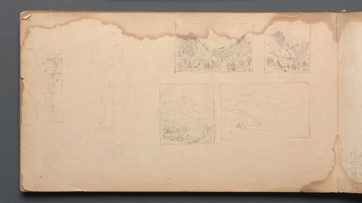 Szkicownik, strona 39: Maine Landscape Vignittes autorstwa Sanford Robinson Gifford