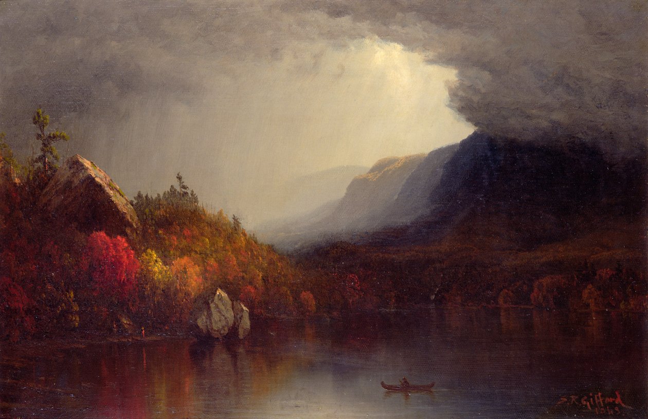 Studium nadchodzącej burzy na jeziorze George autorstwa Sanford Robinson Gifford
