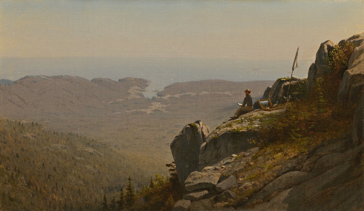 Artysta szkicujący na Górze Pustyni, Maine, 1864-1865. autorstwa Sanford Robinson Gifford
