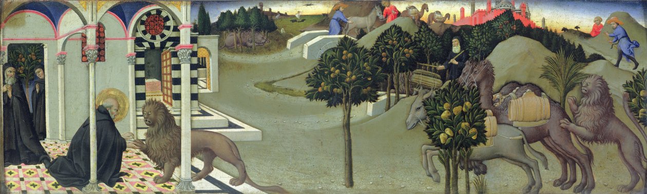 Św. Hieronim i lew, 1444 autorstwa Sano di Pietro