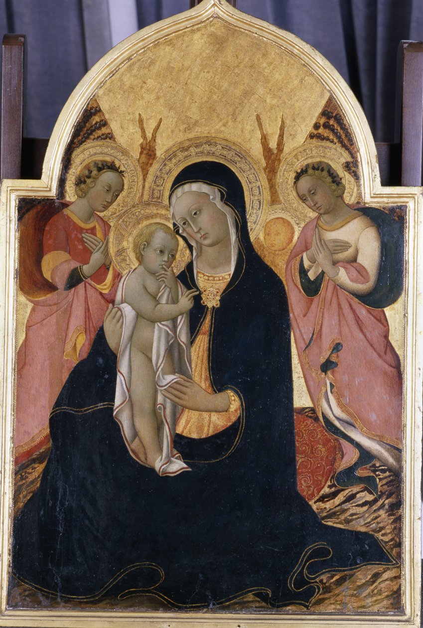 Madonna z Dzieciątkiem z dwoma aniołami, ok. 1440 (tempera na topoli) autorstwa Sano di Pietro