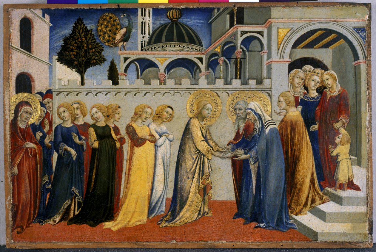 Powrót Marii ze świątyni, ok. 144851 (tempera na drewnie) autorstwa Sano di Pietro