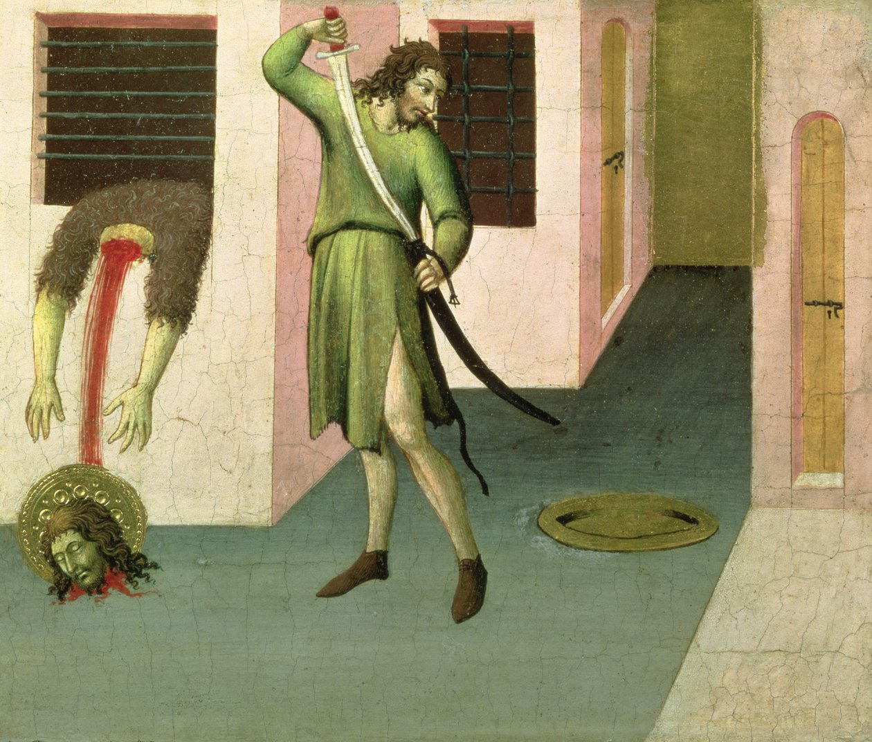 Ścięcie św. Jana Chrzciciela (tempera na panelu) (patrz także 53648) autorstwa Sano di Pietro
