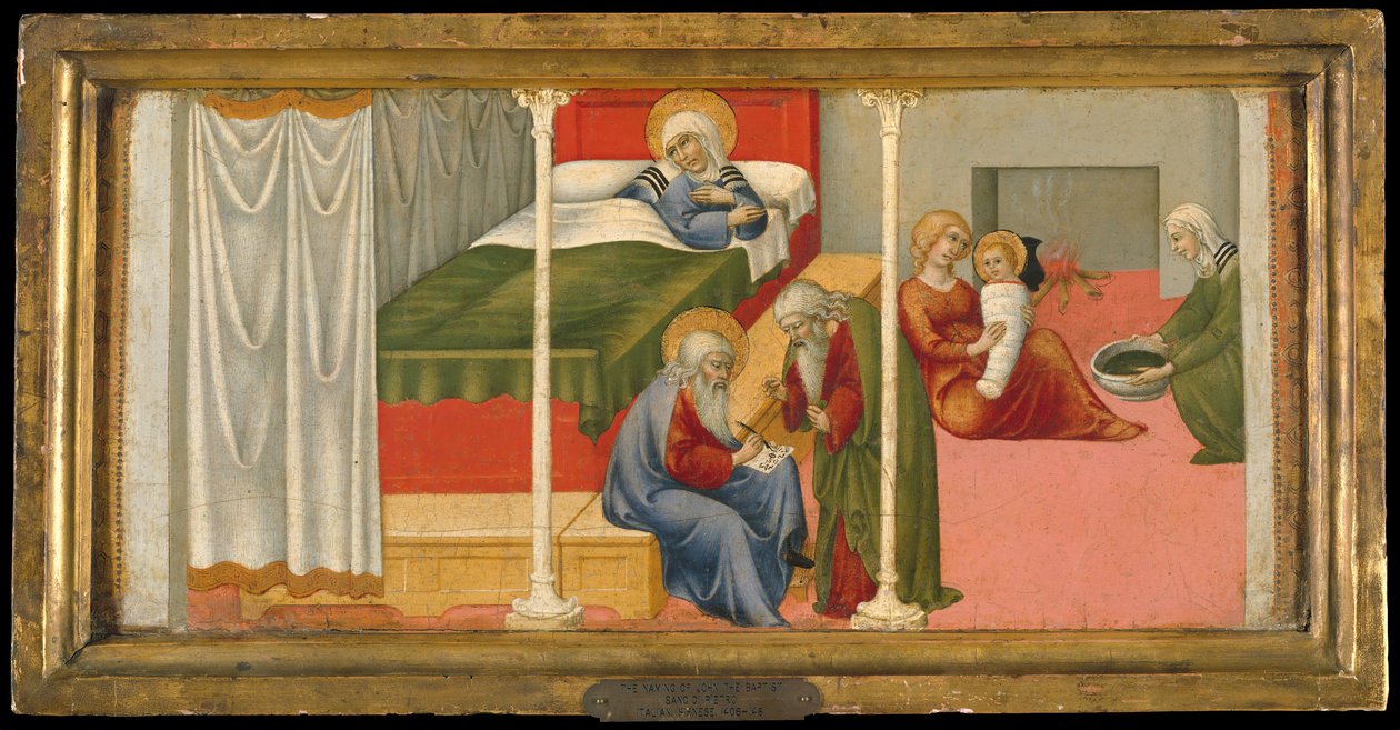 Narodziny i nadanie imienia św. Jana Chrzciciela, 1450-60. autorstwa Sano di Pietro