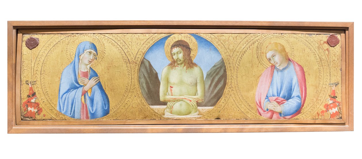 Chrystus jako mąż boleści między Marią Panną a św. Janem Ewangelistą autorstwa Sano di also Ansano di Pietro di Mencio Pietro