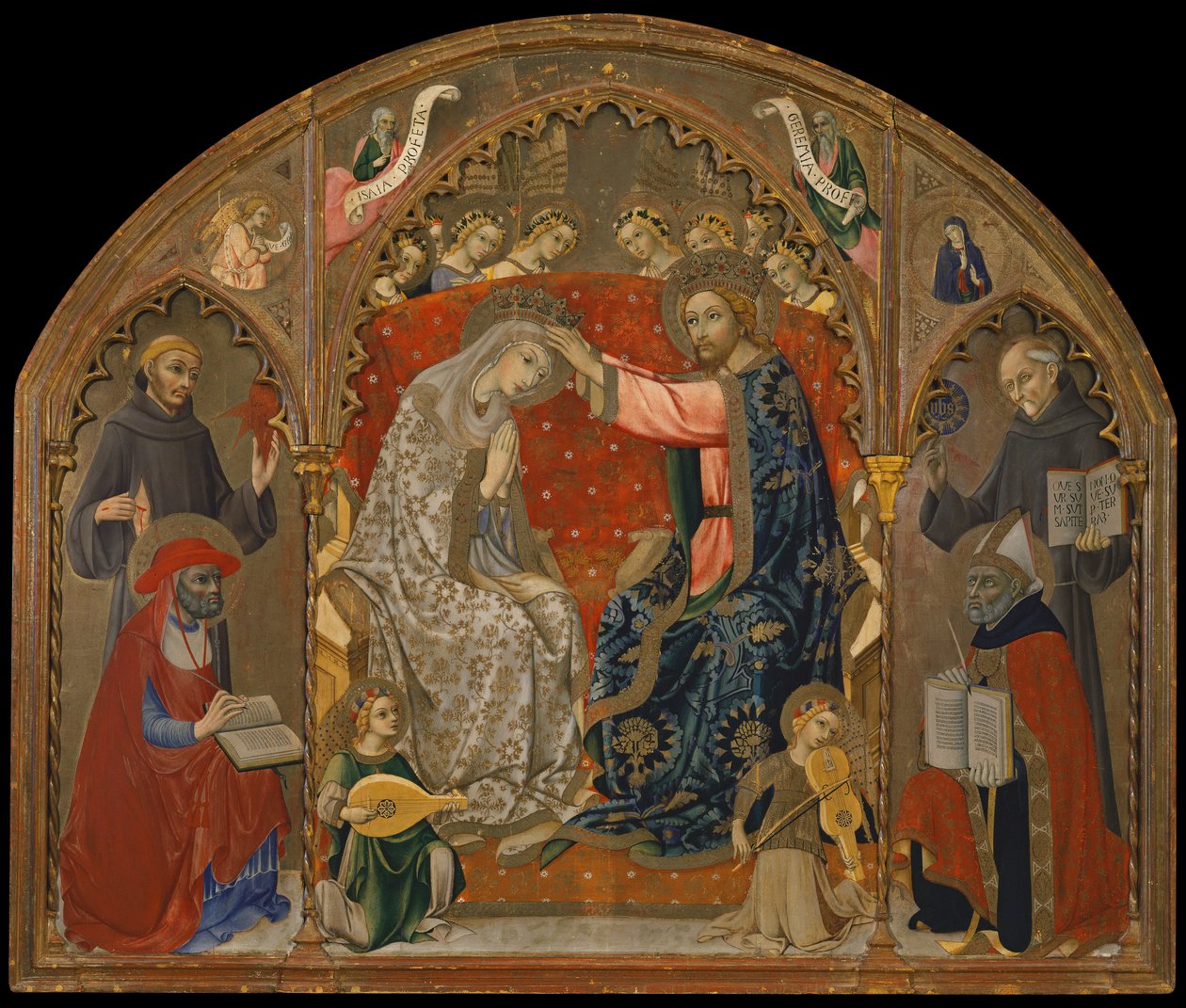 Koronacja Matki Boskiej ze Świętymi (obraz na drewnie) autorstwa Sano di also Ansano di Pietro di Mencio Pietro