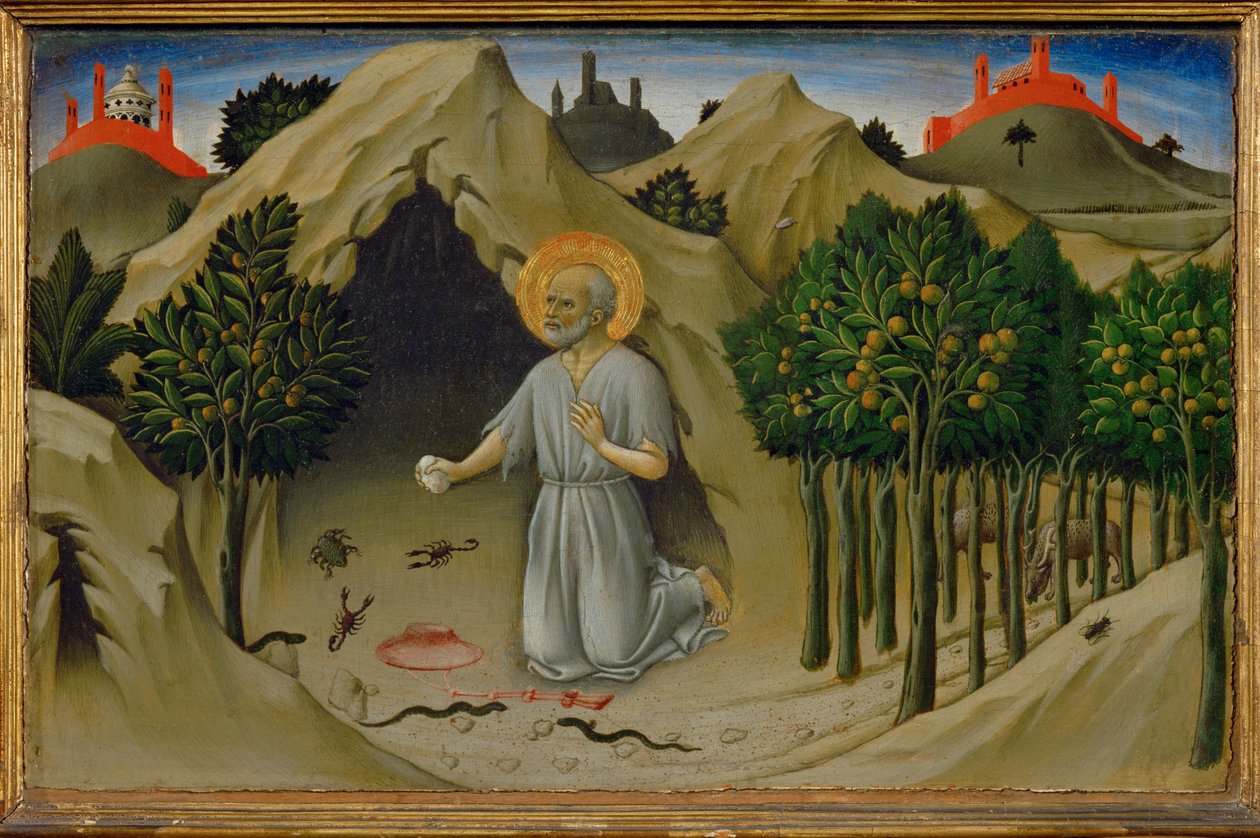 Święty Hieronim pokutnik ... autorstwa Sano di also Ansano di Pietro di Mencio Pietro