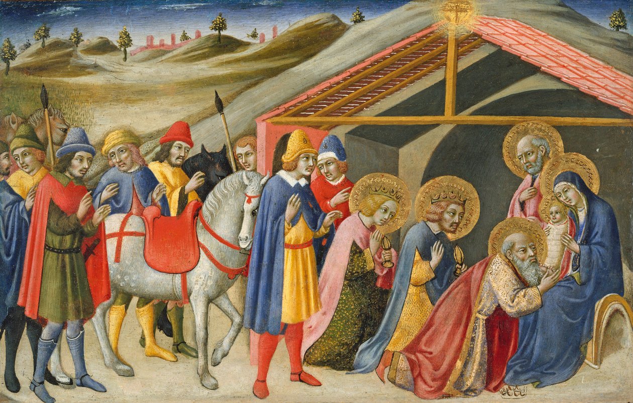 Pokłon Trzech Króli, ok. 1470 (tempera i złoto na drewnie) autorstwa Sano di also Ansano di Pietro di Mencio Pietro