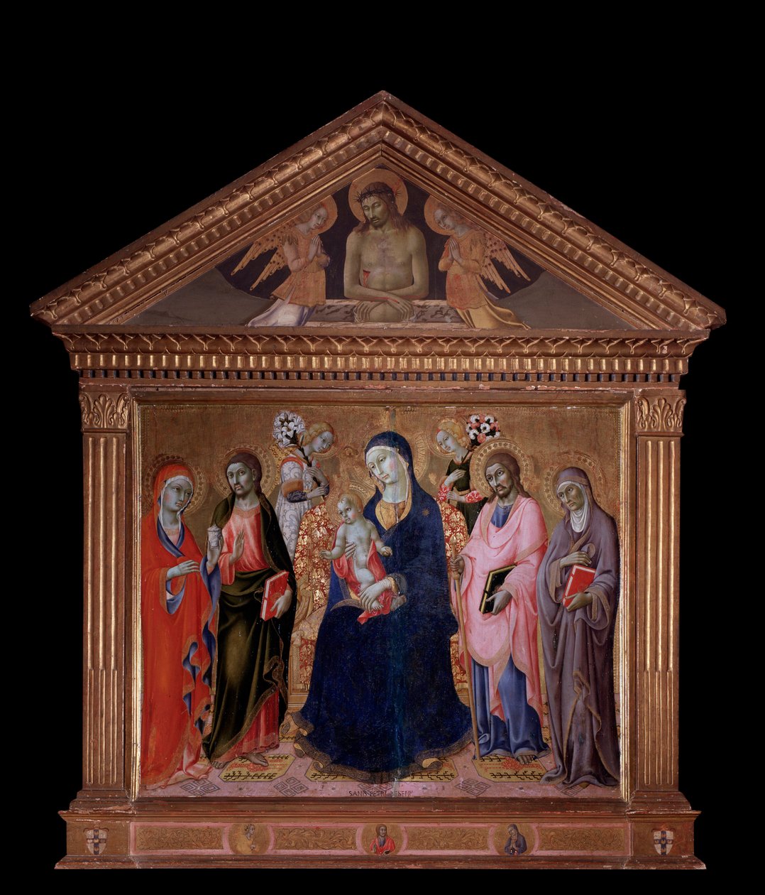 Dziewica z Dzieciątkiem ze św. Jakub, Filip, Anna i Maria Magdalena - olej na drewnie autorstwa Sano di also Ansano di Pietro di Mencio Pietro