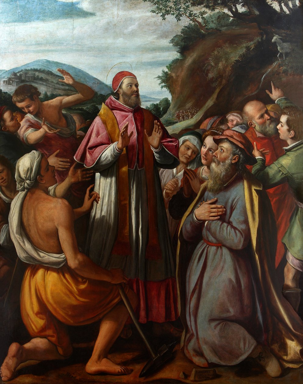 Św. Papież Klemens I w otoczeniu wierzących, 1592. autorstwa Santi di Tito