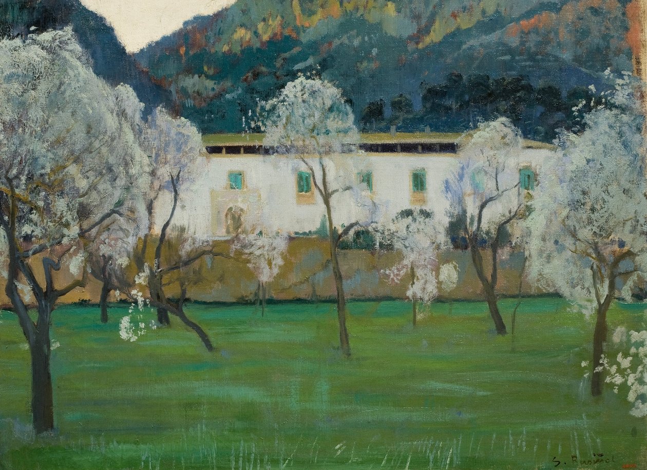 Biały dom wiejski (Bunyola, Majorka) autorstwa Santiago Rusiñol