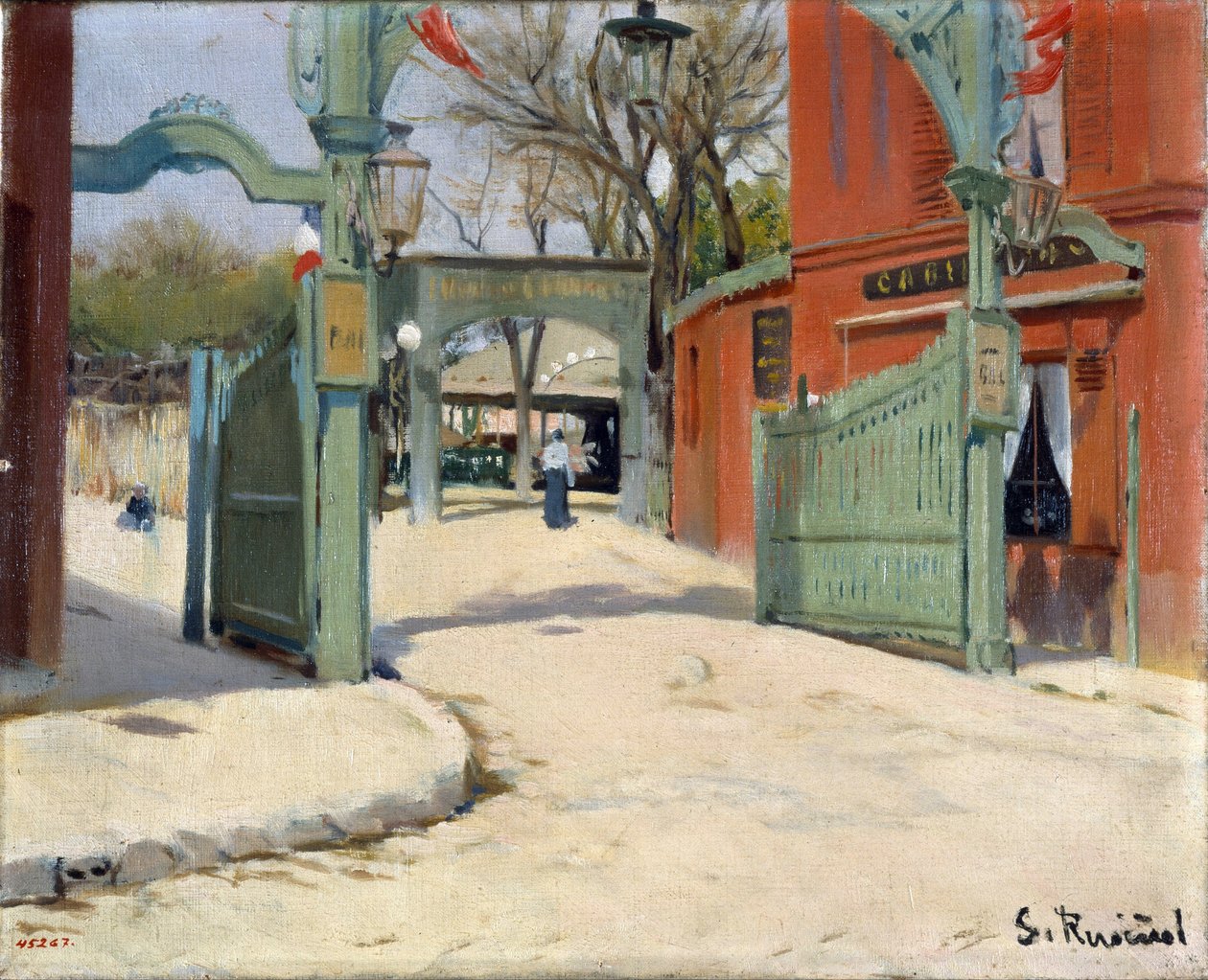Wejście do parku Moulin de la Galette - Obraz Santiago Rusinola (1861-1931) - 1891 - Olej na płótnie - 33,5x41 - Museu Nacional d