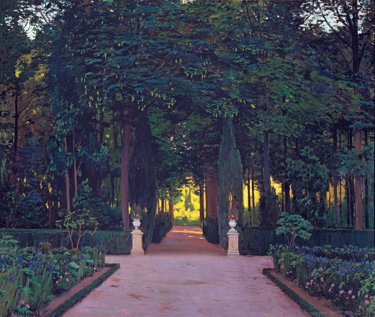 Ogrody w Aranjuez, Rusinol, Santiago (1861-1931). Olej na płótnie, ok. 1899. Wymiary: 117x139 cm. Kolekcja Ablo autorstwa Santiago Rusinol i Prats