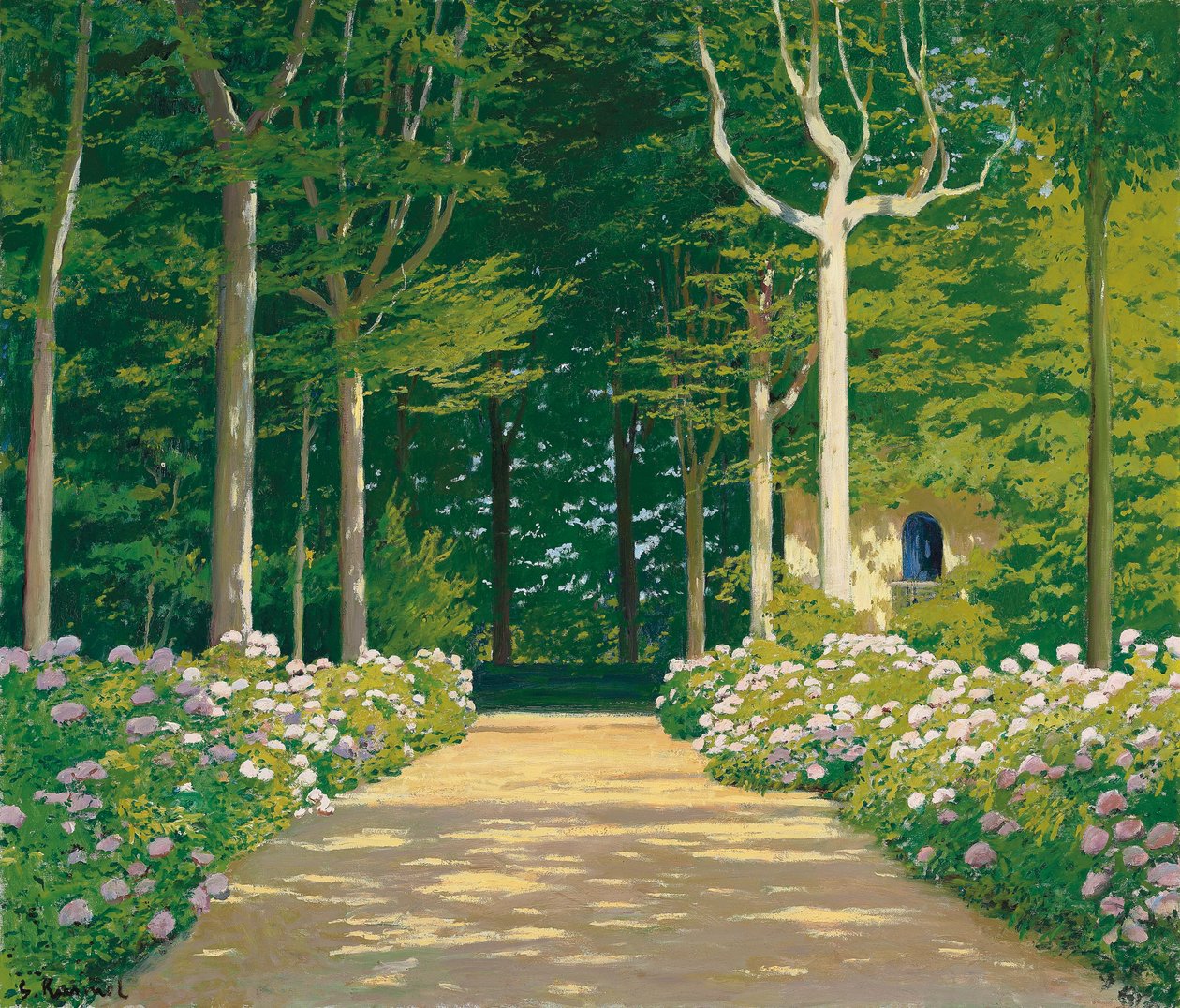 Hortensje na ścieżce ogrodowej, 1929 autorstwa Santiago Rusinol i Prats