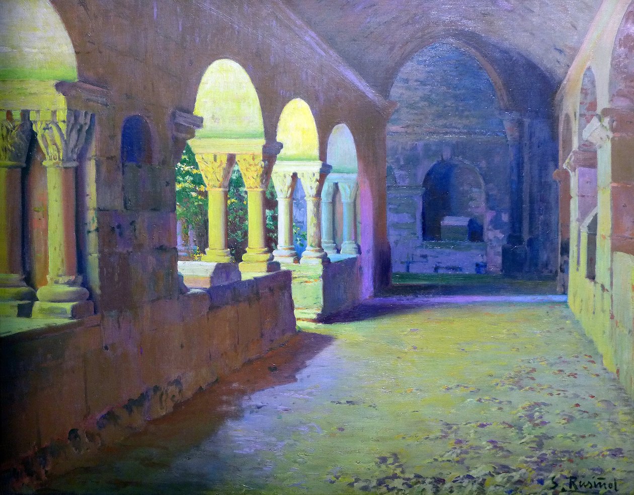 Romański krużganek, Sant Benet de Bages - Obraz Santiago Rusinol y (i) Prats (1861-1931) 1907 Madryt, kolekcja Banco Santander. autorstwa Santiago Rusinol i Prats