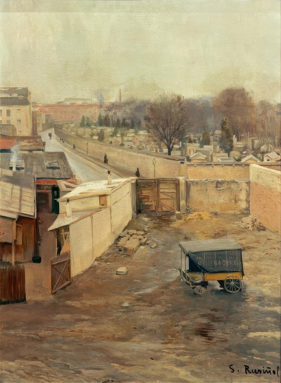 Widok na cmentarz Montmartre autorstwa Santiago Rusiñol