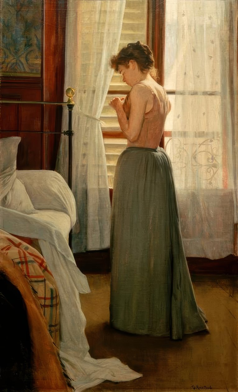 Wnętrze z żoną autorstwa Santiago Rusiñol