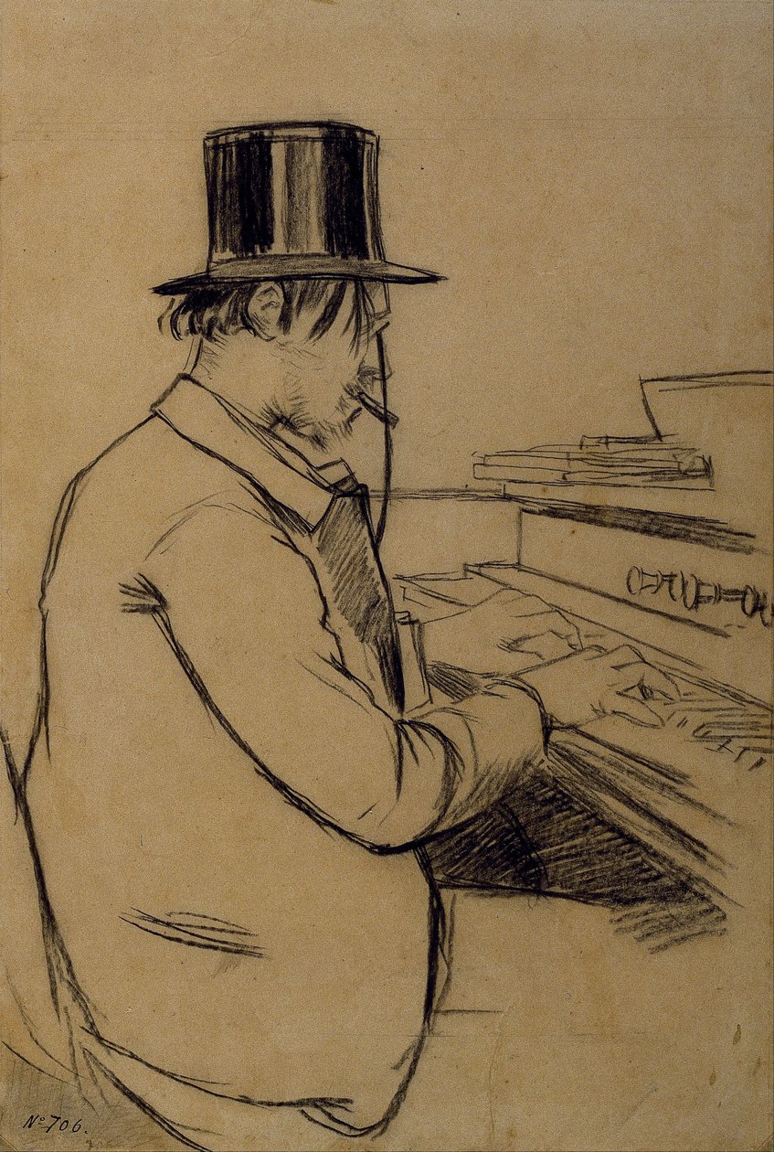 Portret Erika Satie 1866-1925, Grający na harmonium autorstwa Santiago Rusiñol