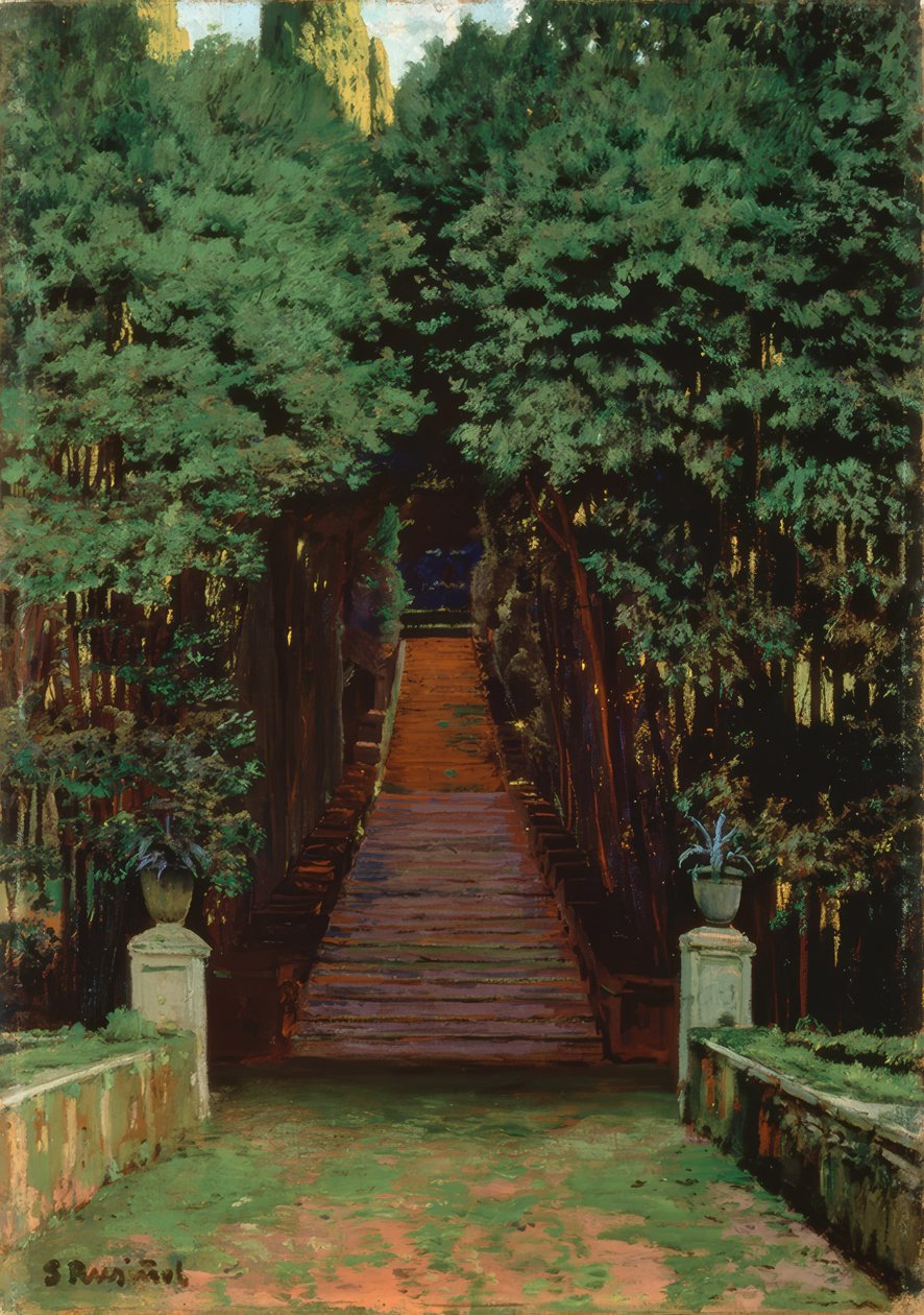 Schody w ogrodzie autorstwa Santiago Rusiñol