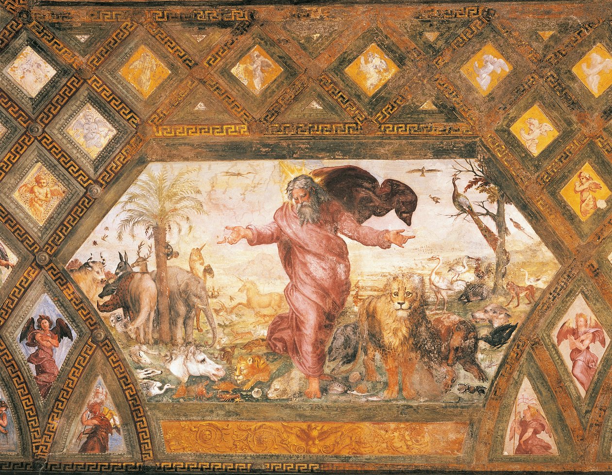 Stworzenie zwierząt autorstwa Sanzio of Urbino (workshop) Raphael