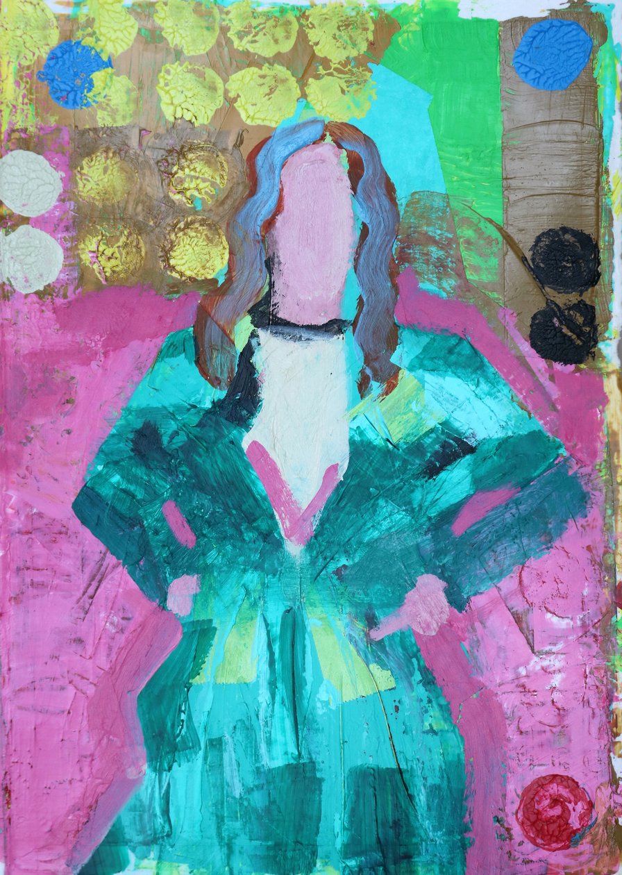 Elle #6, 2020 (akryl na papierze) autorstwa Sara Hayward