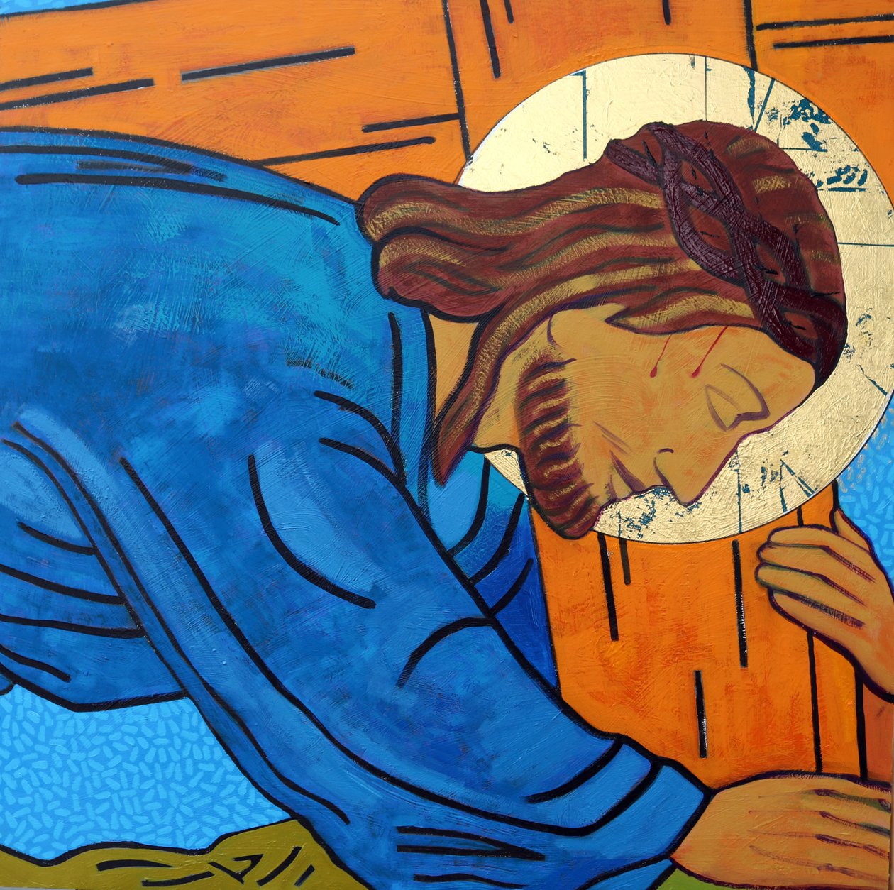 Jezus upada pod krzyżem autorstwa Sara Hayward