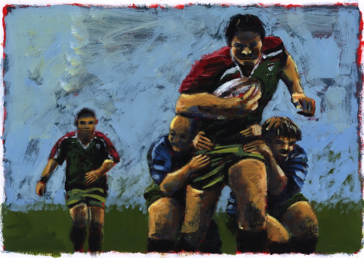 Rugby, 2009 (akryl) autorstwa Sara Hayward